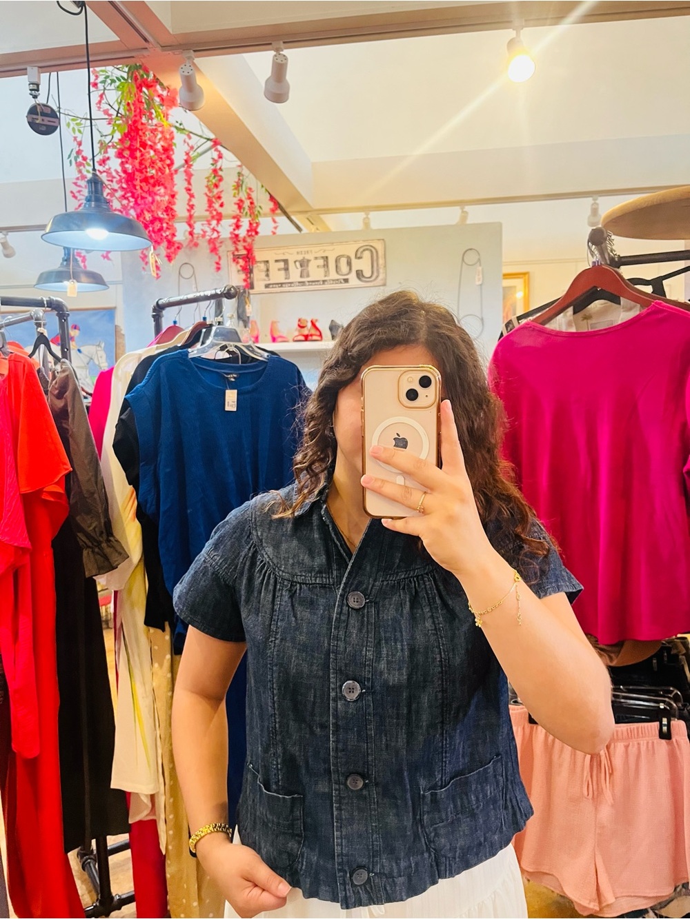 Canyon River Blues Dark Indigo Short-Sleeve Button Front Denim Blouse
